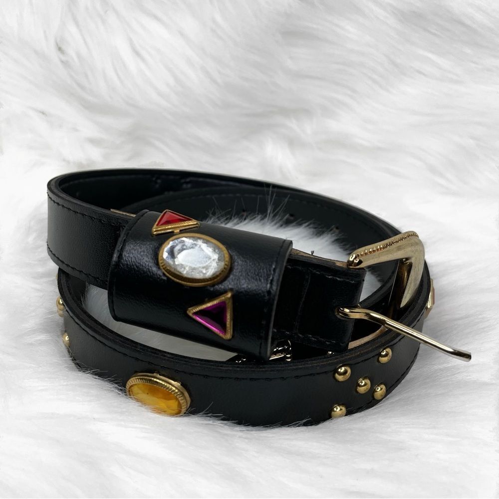 Ups & Downs Black Colorful Gemstone Belt Size M/L